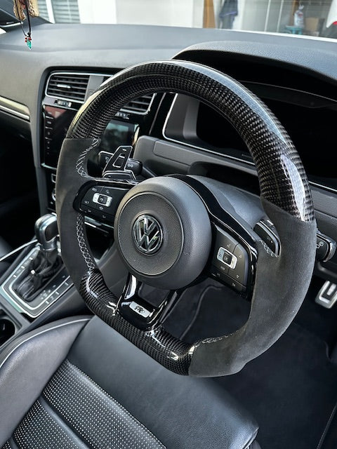 Volkswagen Golf Mk7/7.5 Carbon Fibre Steering Wheel - Perforated Leather